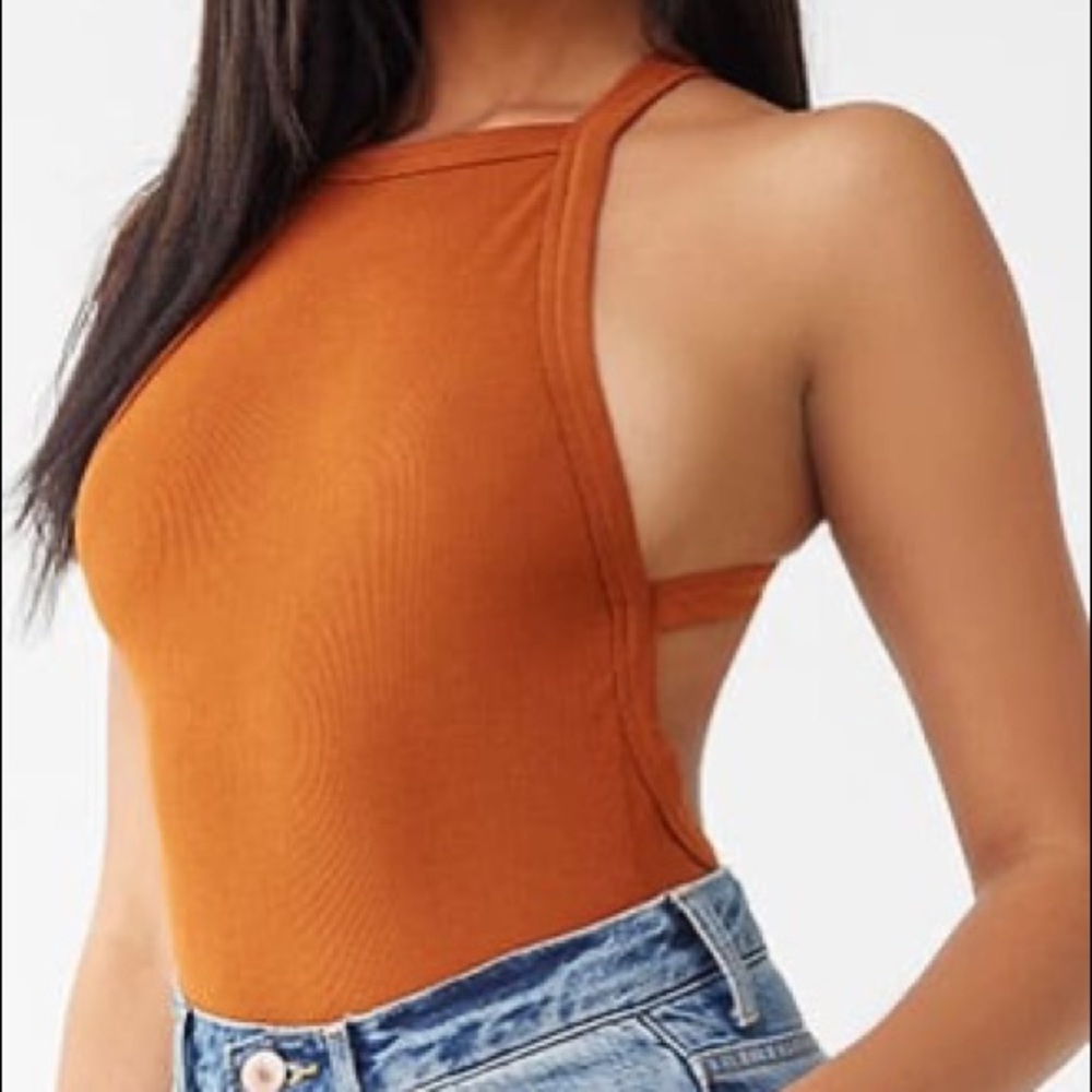 🧡🤎 Open back burnt orange bodysuit